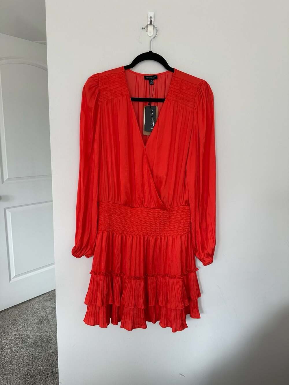 NWT Current Air Lauren Pleated Mini Dress Orange Size M